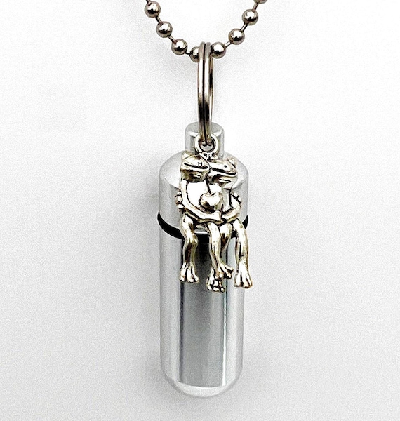 Happy Frogs Cremation Urn on 24" Necklace - Memorial Jewelry,  Engraving Available!