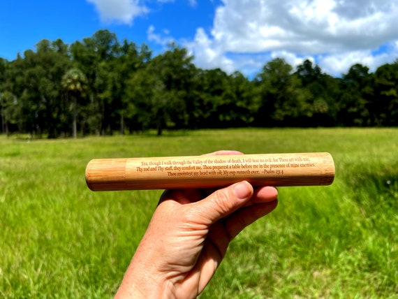 New Engraved Psalm23:4 Natural Bamboo Cremation Urn / Scattering Tube - 100% Biodegradable, Perfect for Travel TSA Compliant, Very Secure