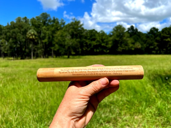 New Engraved Psalm 23:4 Natural Bamboo Cremation Urn / Scattering Tube - 100% Biodegradable, Perfect for Travel TSA Compliant, Very Secure