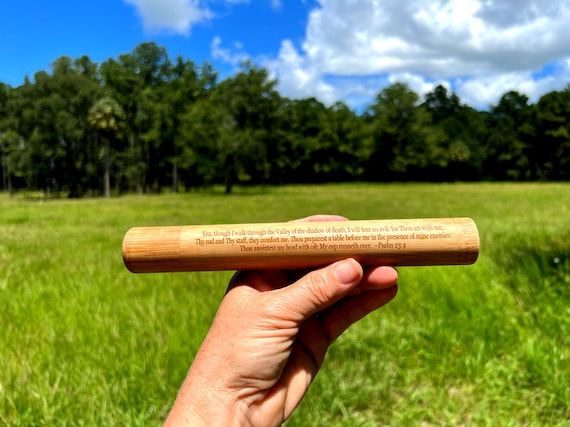 New Engraved Psalm23:4 Natural Bamboo Cremation Urn / Scattering Tube - 100% Biodegradable, Perfect for Travel TSA Compliant, Very Secure