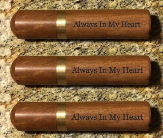 Set of 3 ENGRAVED "Always In My Heart" Rosewood Cremation Urns / Scattering Tubes - Fits in Pocket/Purse, TSA Compliant, Very Secure