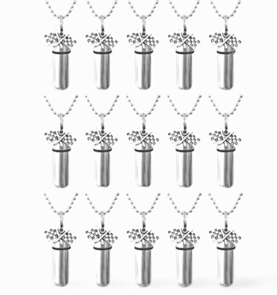 Set of 15 Racing Flag Cremation Urns on 24" Steel Ball Chain Necklaces - Cremation Jewelry, Memorial Jewelry, Personalized Urn, Urn Necklace