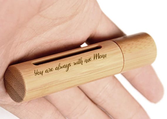 Cremation Urn Tube: Sandalwood with Window (Engraved Memorial, TSA Compliant)