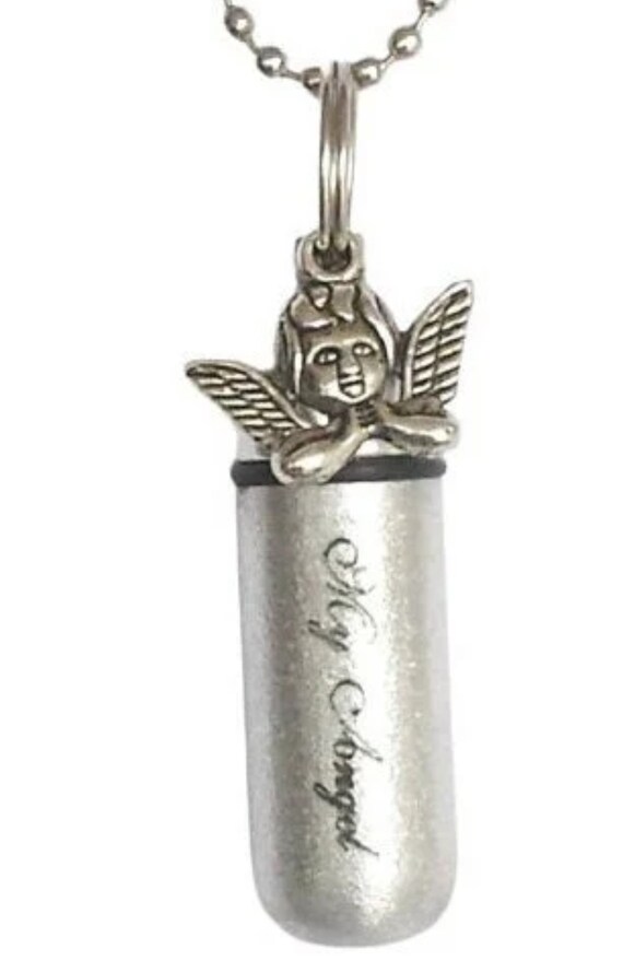 Laser Engraved "My Angel" with Baby Angel  Cremation Urn on 24" Ball-Chain Necklace, Child Loss, Loss of Mom, Infant Loss, Miscarriage Gift