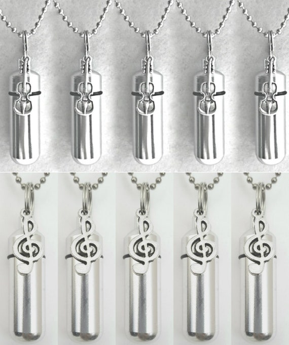 Musical Set of TEN CREMATION URNS with (5) Treble Clefs and (5) Violins - Ashes Necklace, Memorial Jewelry, Mourning Jewelry, Personalized