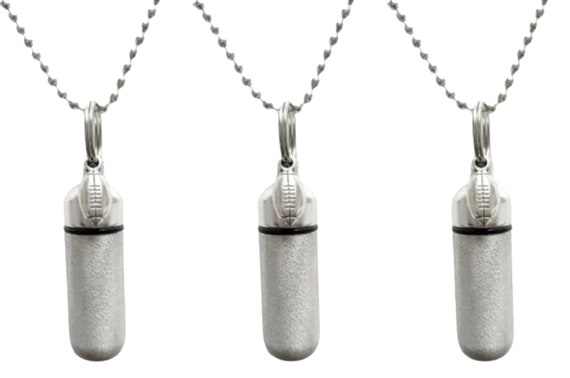 Set of Three Brushed Silver CUSTOM ENGRAVED Football Cremation Urn Necklaces,  Urn Jewelry, Ashes Necklace, For Human Ashes, Loss of Father
