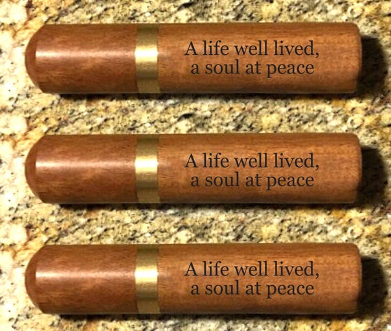 Set of 3 ENGRAVED "A life well lived, a soul at peace" Rosewood Cremation Urns / Scattering Tubes - Fits in Pocket/Purse, TSA Compliant