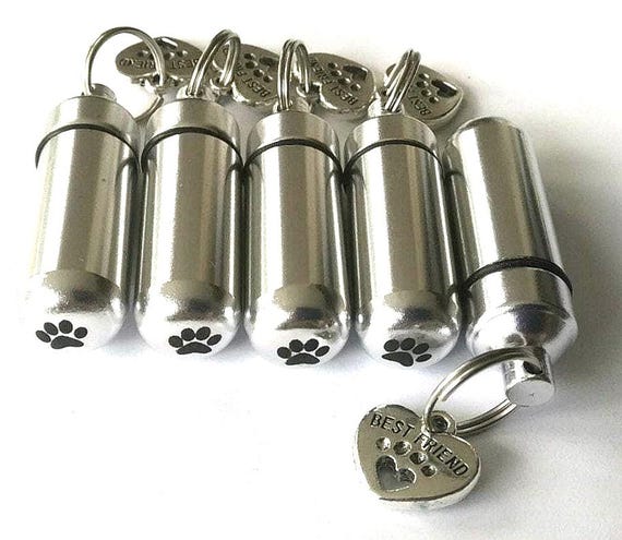 FIVE Dog/Cat "BEST FRIEND" Cremation Urn Necklaces with Engraved Paw