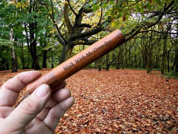 Acacia Cremation Urn Scattering Tube: Engraved 'Walk With Me Grandpa'