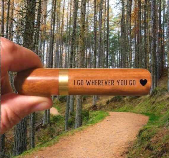 Laser Engraved "I Go Wherever You Go"  (with heart)  Rosewood Cremation Urn / Scattering Tube - Fits in Pocket/Purse, TSA Compliant.