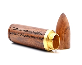 Personalized Rosewood Bullet Cremation Urn / Scattering Tube - TSA Approved for Travel