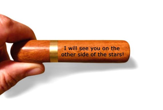 Laser Engraved "I will see you on the other side of the stars" Rosewood Cremation Urn / Scattering Tube - TSA Approved for Travel