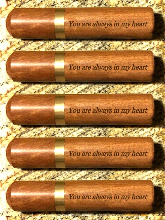 Five ENGRAVED "You are always in my heart" Rosewood Cremation Urns / Scattering Tubes - Fits in Pocket/Purse, TSA Compliant, Very Secure