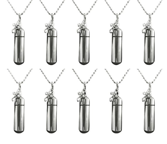Ten Silver CREMATION URN NECKLACES with Antique Crosses - Ashes Urn, Mourning Jewelry, Urn Keepsakes, Pet Urn, Child Loss, Miscarriage Gift
