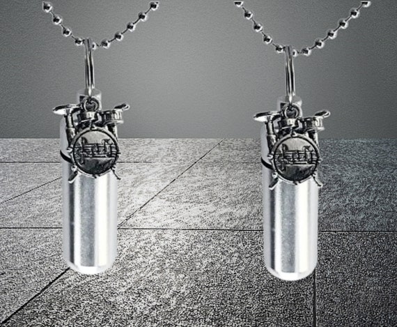 Set of TWO Silver Musical Drums CREMATION URN Necklace Keepsakes - Memorial Jewelry, Ashes keepsake, Urn Necklace, Pet Urn, Personalized Urn