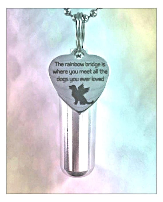 Wonderful Rainbow Bridge Urn Pet Memorial Cremation Urn Necklace   (as shown) -  Hand Crafted - includes Velvet Pouch, Ball-Chain & Fill Kit