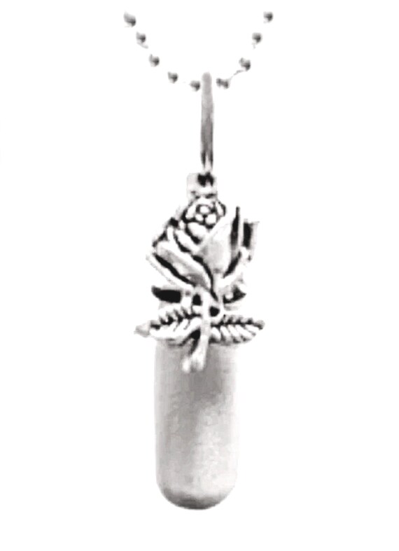 Beautiful Hand-Brushed Silver Rose Cremation Urn Necklace - Mourning Jewelry, Memorial Keepsake,  Pet Urn, Child Urn, Personalized Urn