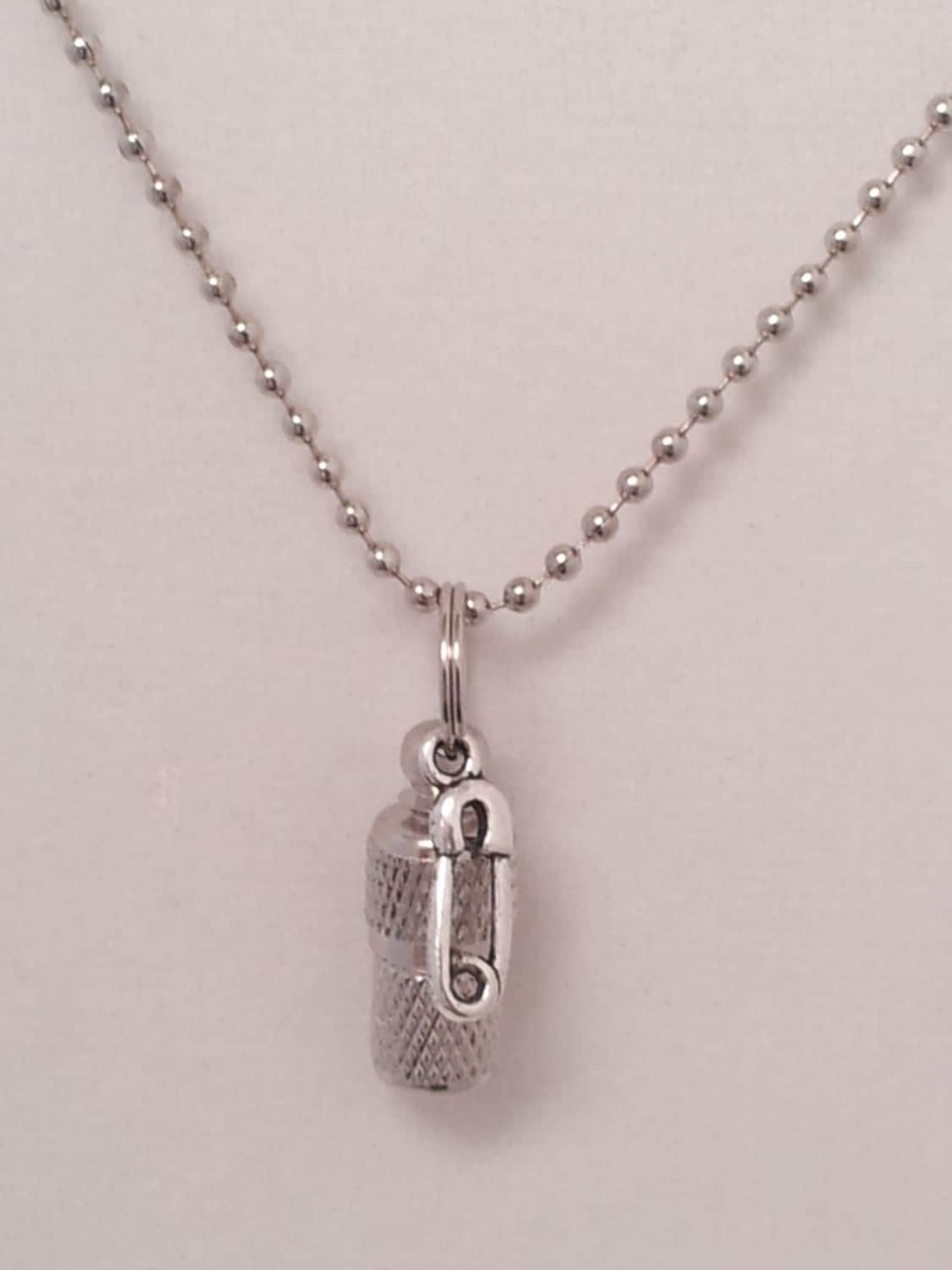 MINI Baby/Infant Steel Cremation Urn on Ball Chain Necklace with DIAPER