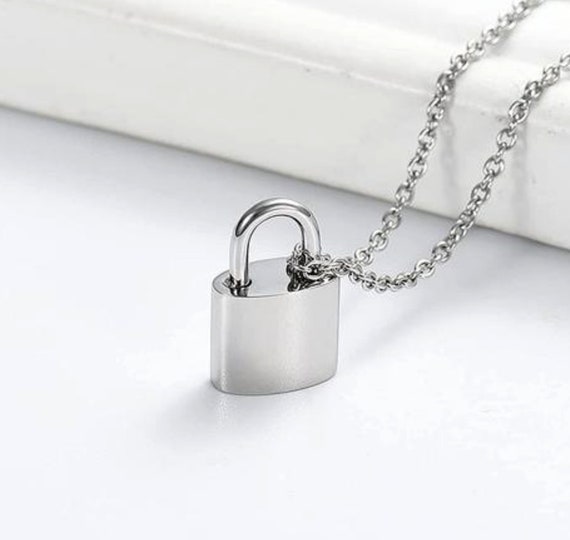 Stainless Steel PADLOCK CREMATION URN Necklace w/Velvet Pouch & Fill Kit, Urn Jewelry, Mourning Keepsake, Ashes Necklace, Pet Urn, Child Urn