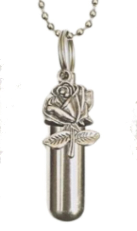 Lovely Polished Silver Rose Cremation Urn Necklace,  Mourning Jewelry, Memorial Keepsake, Ashes Urn, Pet Urn, Child Loss, Personalized Urn