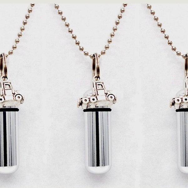 Set of THREE Cremation Urn Necklaces with Silver Semi-Truck / 18 Wheeler - Cremation Jewelry, Memorial Jewelry, Urn For Human Ashes, Pet Urn