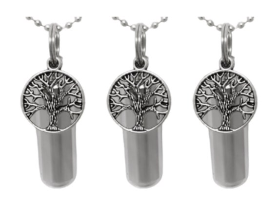 Set of 3 Tree Of Life CREMATION URN NECKLACES - Mourning Jewelry, Ashes Necklace, Urn Keepsake, Pet Urn, Personalized Urn, Child Urn