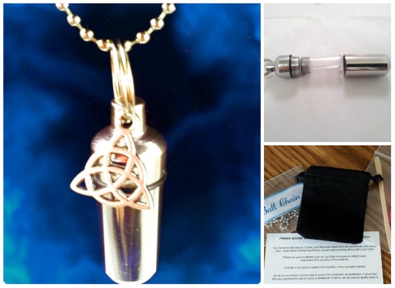 Complete Set - INFINITY - Cremation Urn on 24" Necklace - Hand Assembled.... with Velvet Pouch and Fill Kit