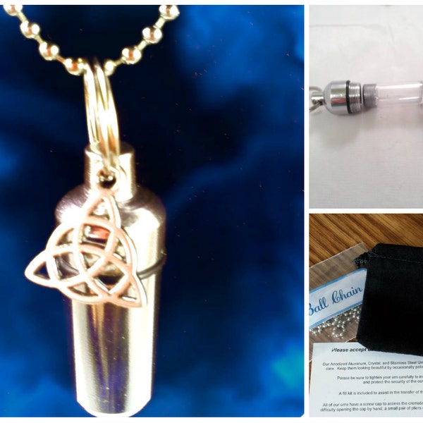 Complete Set - INFINITY - Cremation Urn on 24" Necklace - Hand Assembled.... with Velvet Pouch and Fill Kit