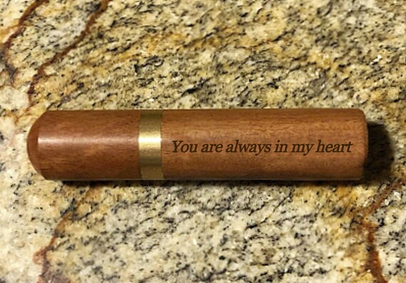 Laser Engraved "You are always in my heart" Rosewood Cremation Urn / Scattering Tube - Fits in Pocket/Purse, TSA Compliant, Very Secure