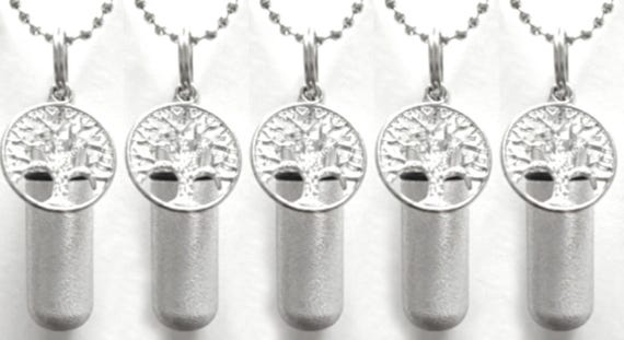 Cremation Jewelry Set: Five Silver Tree of Life Urns - Custom Engraving