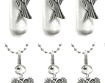 Set of SIX Brushed Silver CREMATION URN Necklaces with Large Angel Wings - Urn Necklace, Memorial Jewelry, Urn For Human Ashes, Personalized