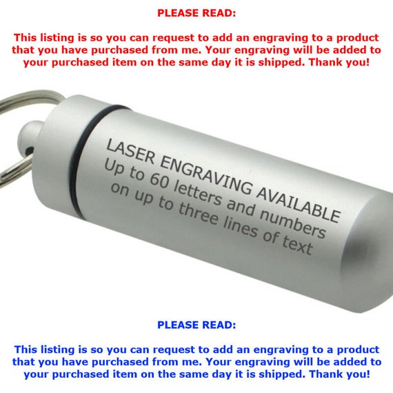 Get ONE Custom Engraving Add-On (for an item purchased from me)  Up To 60 Letters/Numbers. Purchase item first, and then add an engraving.