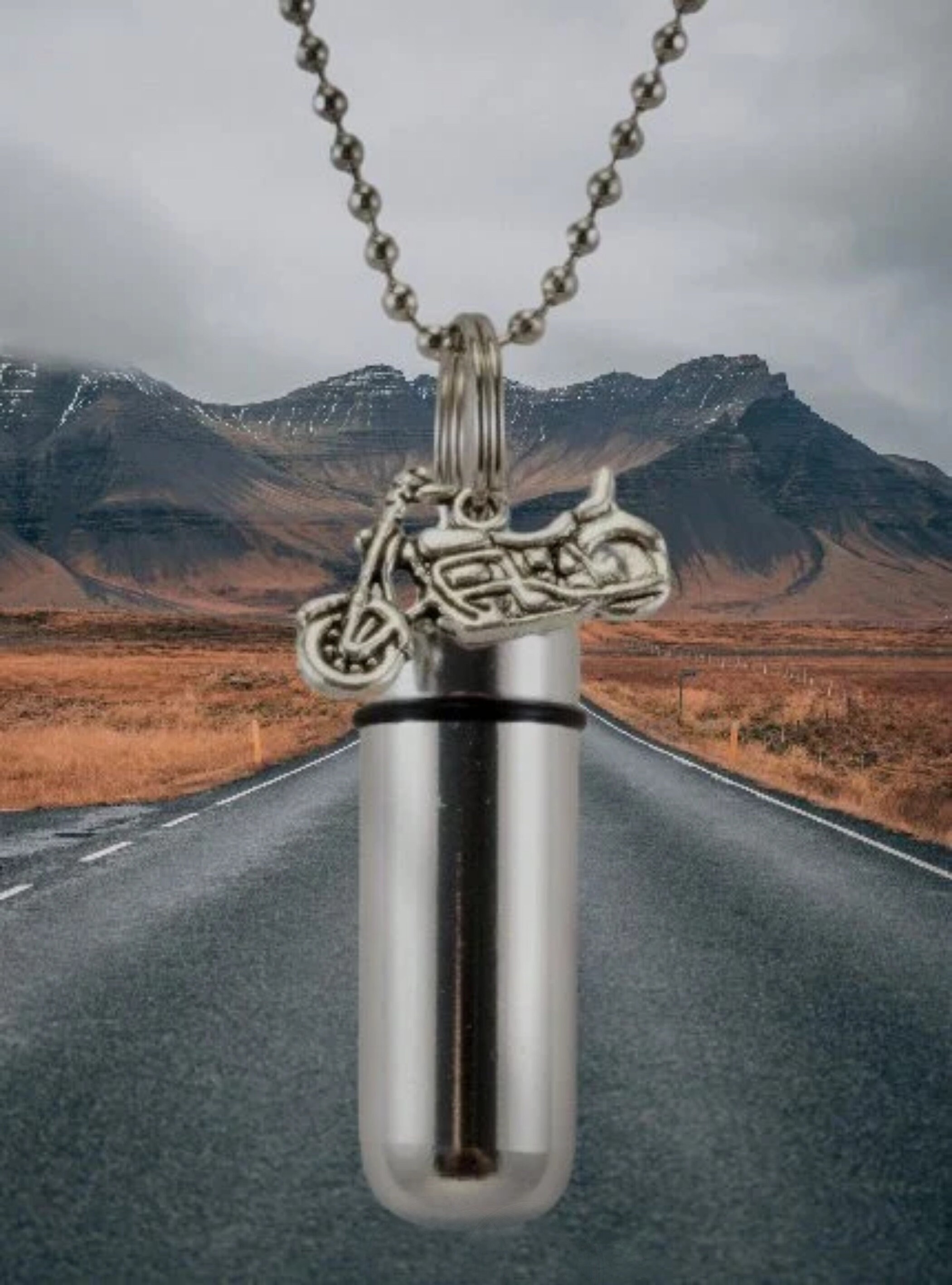 Motorcycle cremation necklace discount