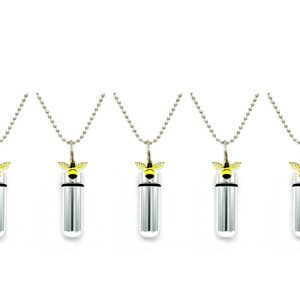Beautiful Set of FIVE Cremation Urn Necklaces with Colorful Queen Bee - Memorial Jewelry, Ashes Urn, Personalized Jewelry
