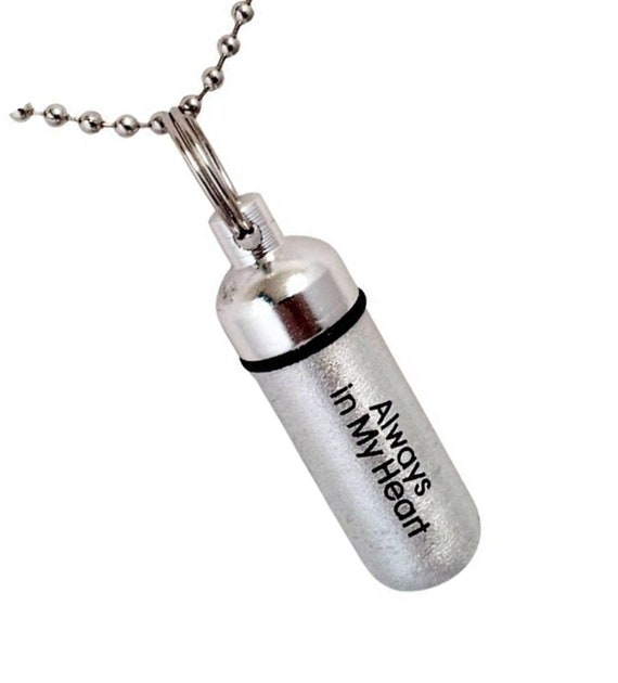 Lovely Engraved "Always In My Heart"  Cremation Urn Necklace - Hand Assembled, with Velvet Pouch and Fill Kit. Child Loss, Loss of Loved One