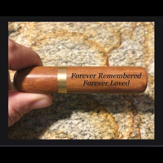 Laser Engraved "Forever Remembered Forever Loved" Rosewood Cremation Urn / Scattering Tube, Fits in Pocket/Purse, TSA Compliant, Very Secure