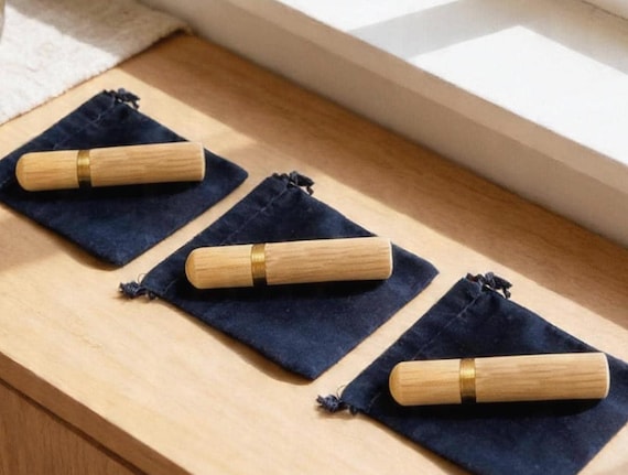 THREE Lovely Natural Sandalwood Cremation Urns / Scattering Tube - Fits in Pocket/Purse, Perfect for Travel TSA Compliant, Very Secure