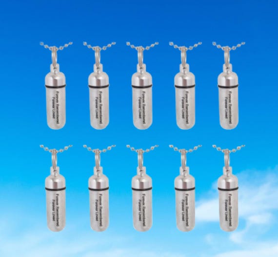 TEN Cremation Urn Necklaces, Brushed Silver ENGRAVED "Forever Remembered Forever Loved", Ashes Keepsake, Urn Jewelry, Child Loss, Pet Loss