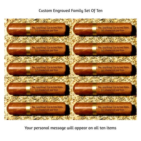 Set of TEN Custom Laser Engraved Rosewood Cremation Urns / Scattering Tubes - Fits Pocket/Purse, Perfect for Travel, TSA Compliant