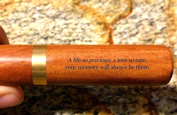 Rosewood Cremation Urn / Scattering Tube: "A life so precious, a love so rare, your memory will always be there" TSA Approved