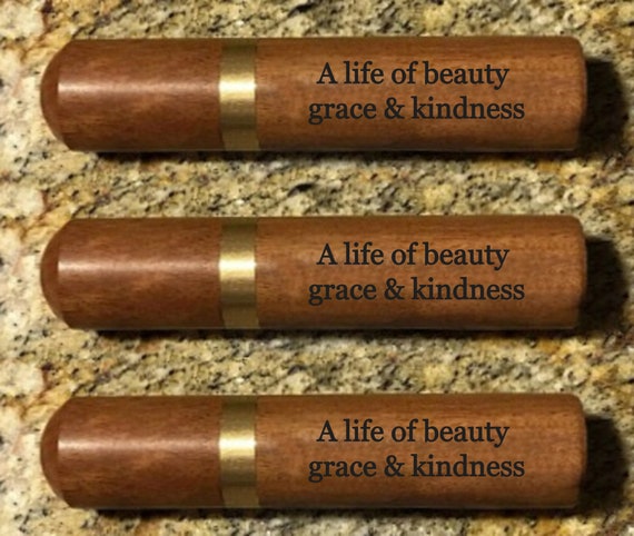 Set of 3 ENGRAVED "A life of beauty, grace & kindness" Rosewood Cremation Urns / Scattering Tubes - Fits in Pocket/Purse, TSA Compliant