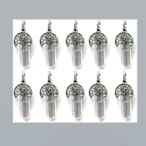 SET of 10 Silver Tree Of Life CREMATION URN Necklaces - Mourning Jewelry, Urn Keepsake, Ashes Necklace, Pet Urn, Child Urn, Personalized Urn