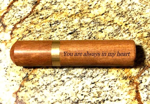 Laser Engraved "You are always in my heart" Rosewood Cremation Urn / Scattering Tube - Fits in Pocket/Purse, TSA Compliant, Very Secure