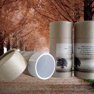 SET OF THREE Eco-Friendly Cremation Urn Scattering Tubes w/Telescopic Lids - Natural/Biodegradable - Style &quot;Hallowed Ground&quot;