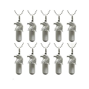 Ten Brushed Silver Bald Eagle Cremation Urn Necklaces CUSTOM ENGRAVING INCLUDED Memorial Jewelry, Keepsake, Military, Patriotic