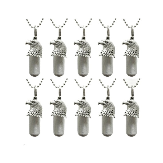 Ten Brushed Silver Bald Eagle Cremation Urn Necklaces CUSTOM ENGRAVING INCLUDED Memorial Jewelry, Keepsake, Military, Patriotic
