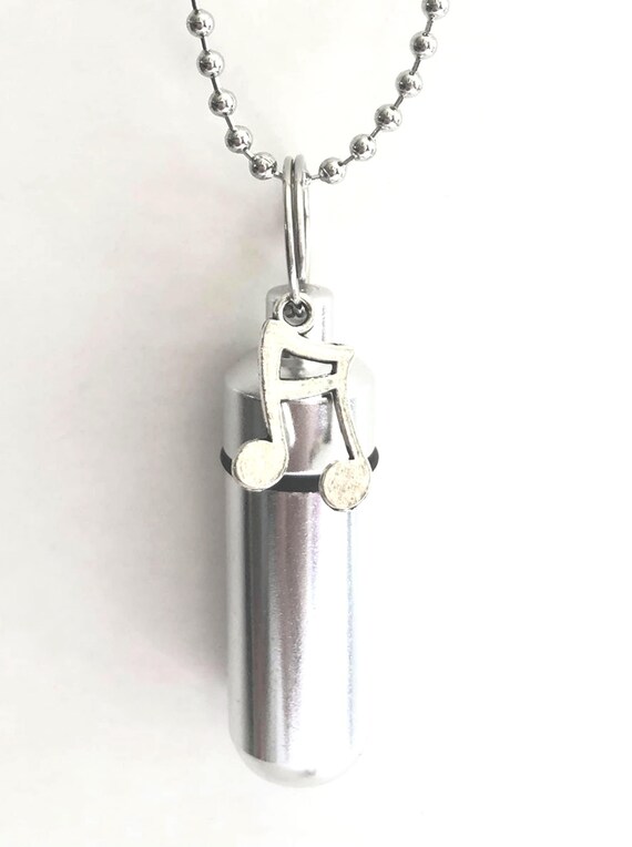 Silver Musical Notes CREMATION URN NECKLACE - Memorial Keepsake, Custom Engraving Available!