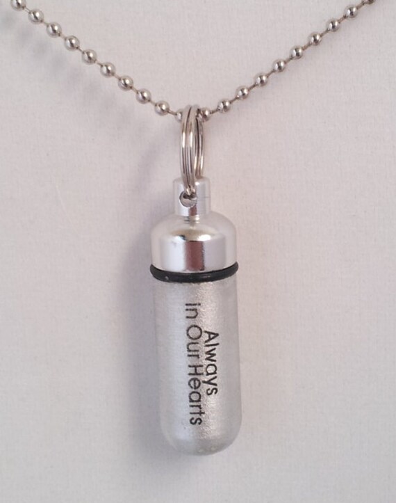 Engraved  "Always In Our Hearts"- Cremation Urn Necklace - Memorial Jewelry, Heart Urn, Ashes Keepsake, Child Urn, Pet Urn