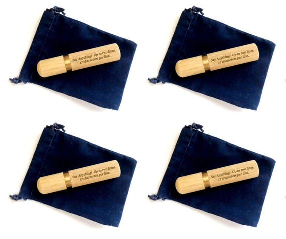 Set of Four CUSTOM ENGRAVED Natural Sandalwood Cremation Urns / Scattering Tubes - Fits in Pocket/Purse, TSA Travel Compliant