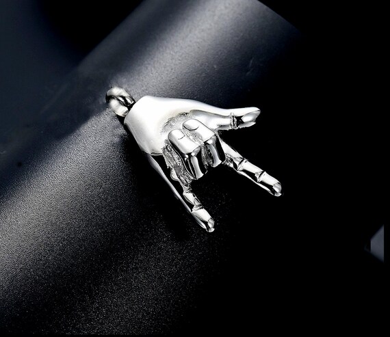 Stainless Steel "I LOVE YOU" Sign Language Cremation Urn on 24" Curb Chain Necklace, Memorial Keepsake, Ashes Jewelry, Personal Urn